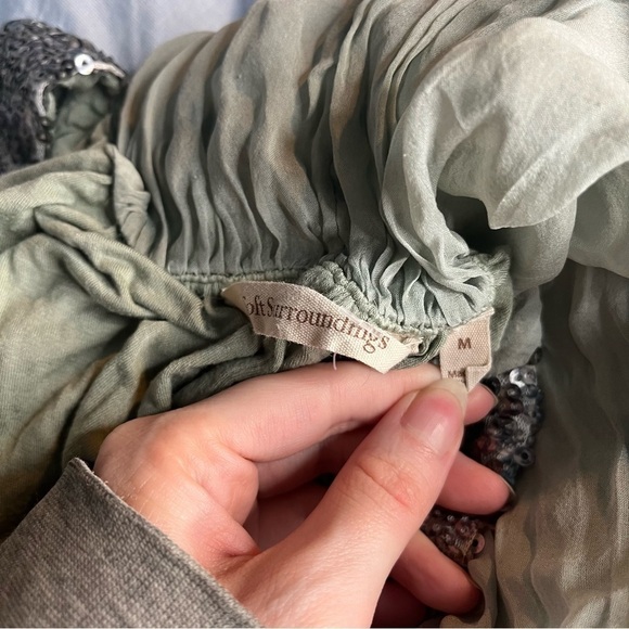 Soft Surroundings Green Tie Dye Silk Summer Maxi Dress Size Medium Sleeveless. - Picture 5 of 6